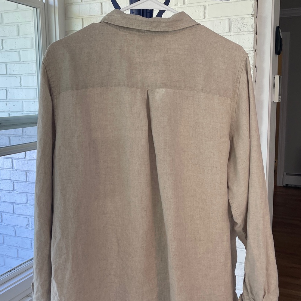 L.L. Bean Casual Beige Button Down Shirt - Picture 3 of 8